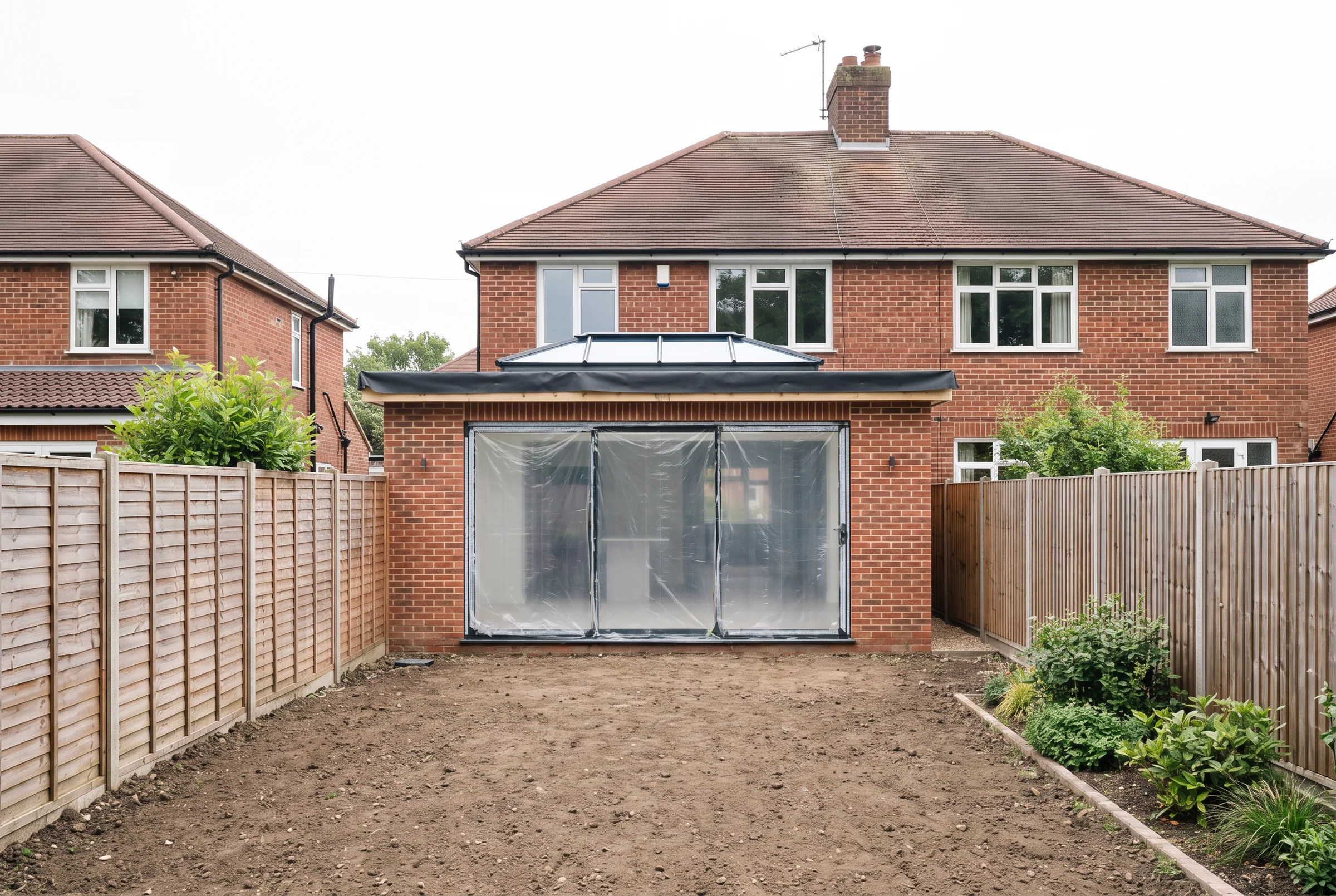 Week 10: roof on, lantern frame in, garden levelled